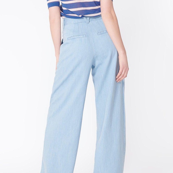 NWT Veronica Beard Layla Wide Legged Pant Chambray - Picture 5 of 7